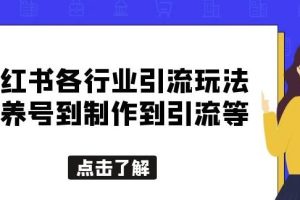 小红书各行业引流玩法，从养号到制作到引流等，一条龙分享给你【揭秘】