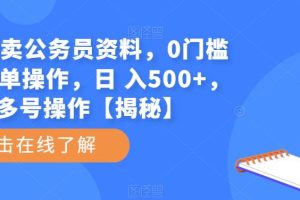 小红书卖公务员资料，0门槛无脑简单操作，日 入500+，可多号操作【揭秘】