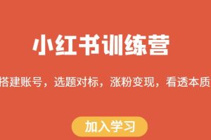 30 MAY 小红书训练营，搭建账号，选题对标，涨粉变现，看透本质