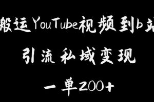 搬运YOUTUBE视频到B站，引流私域一单利润200+，几乎0成本！【揭秘】