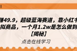 一单赚49.9，超级蓝海赛道，靠小红书卖这个虚拟商品，一个月1.2W是怎么做到的？【揭秘】