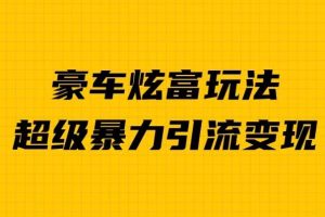 豪车炫富独家玩法，暴力引流多重变现，手把手教学