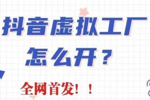 抖音虚拟工厂项目，全新赛道，无需出镜，冷门暴力，30天带货40W+【揭秘】