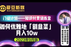 爱豆新媒：如何优雅地「割韭菜」月入10W的秘诀（2023年9月版）