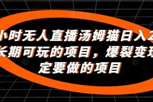 24小时无人直播汤姆猫日入2000+，长期可玩的项目，爆裂变现，一定要做的项目【揭秘】