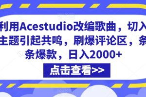 利用ACESTUDIO改编歌曲，切入主题引起共鸣，刷爆评论区，条条爆款，日入2000+【揭秘】