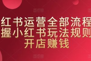 小红书运营全部流程，掌握小红书玩法规则，开店赚钱