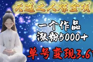 天选之人炼金项目，一个作品涨粉5000+，单号变现3.6W【揭秘】