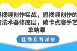 短视频创作实战，短视频创作的道法术器修底层，破卡点磨手艺拿结果