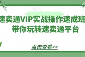 速卖通VIP实战操作速成班，带你玩转速卖通平台