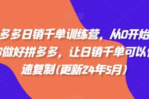 拼多多日销千单训练营，从0开始带你做好拼多多，让日销千单可以快速复制(更新24年8月)